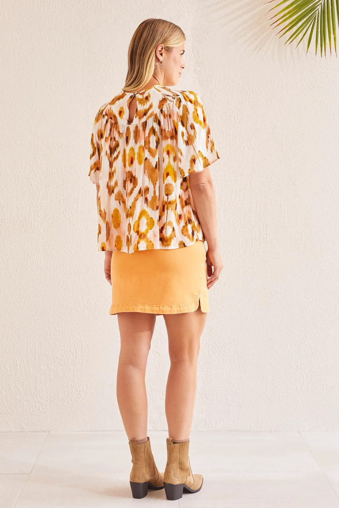 PULL-ON SKORT WITH ROUNDED SIDE SLITS-Apricottan sold by Tribal product image thumbnail 4