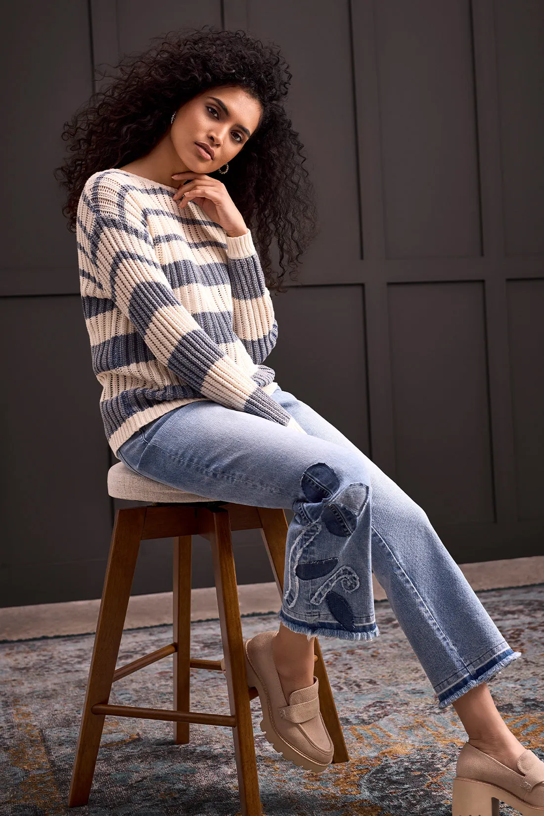 WEAR 2 WAYS CREW NECK CARDIGAN SWEATER-Blue jay sold by Tribal