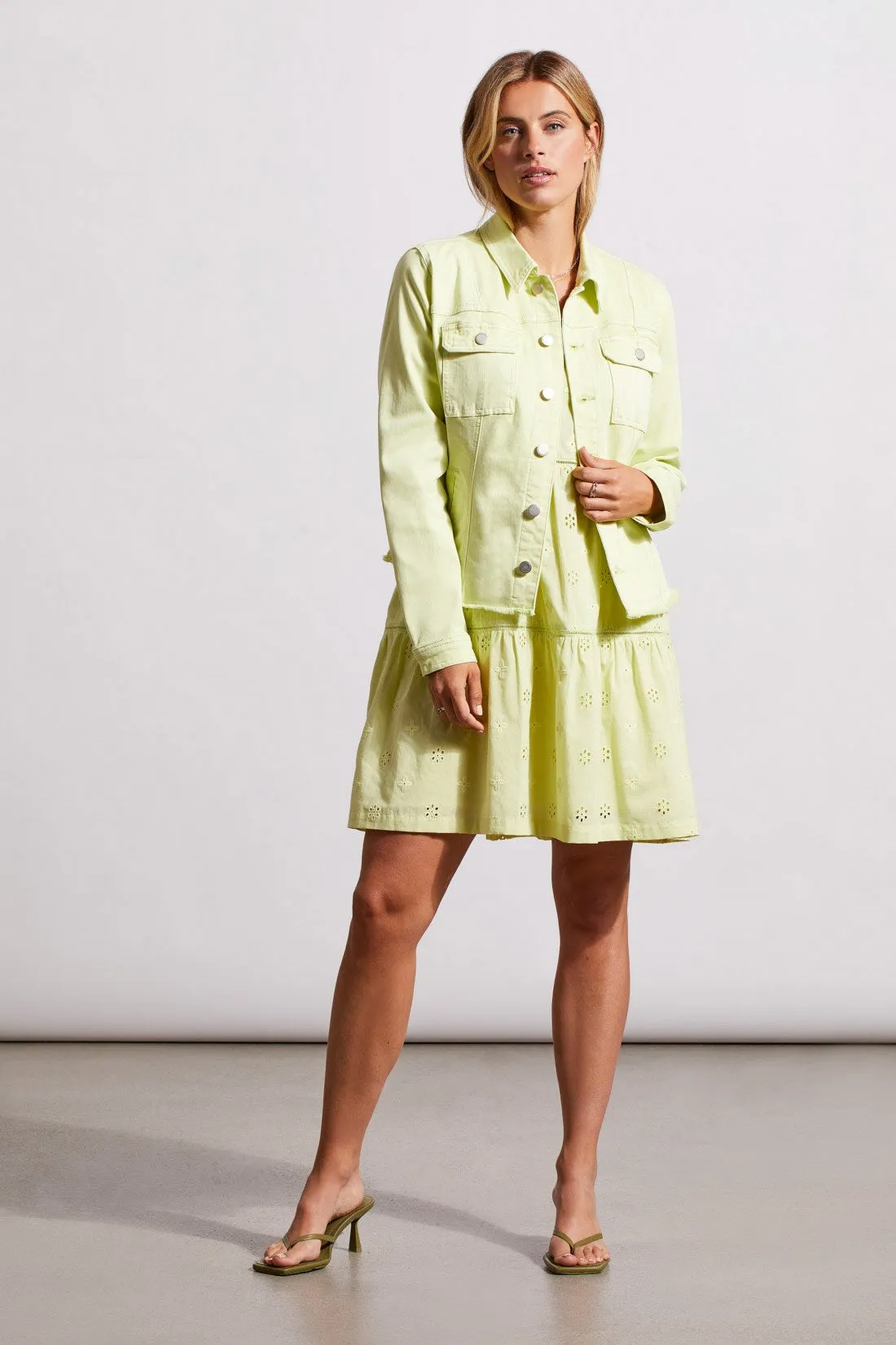 BUTTON-UP JACKET WITH RAW EDGE HEM-Wildlime sold by Tribal