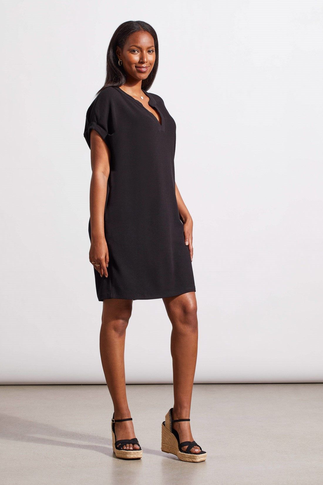 NOTCH NECK SHIFT DRESS WITH POCKETS-Black sold by Tribal product image thumbnail 3