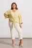 BUTTON-FRONT KIMONO CREPE BLOUSE-Pear sold by Tribal