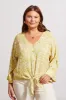 BUTTON-FRONT KIMONO CREPE BLOUSE-Pear sold by Tribal
