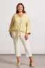 BUTTON-FRONT KIMONO CREPE BLOUSE-Pear sold by Tribal
