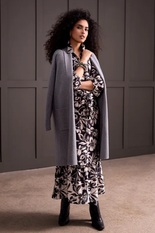 OPEN COATIGAN WITH PATCH POCKETS-H.charcoal sold by Tribal