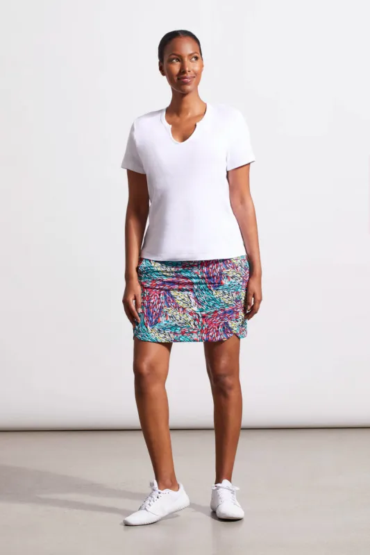 COTTON RIB NOTCH-NECK TOP WITH SHORT SLEEVES-White sold by Tribal