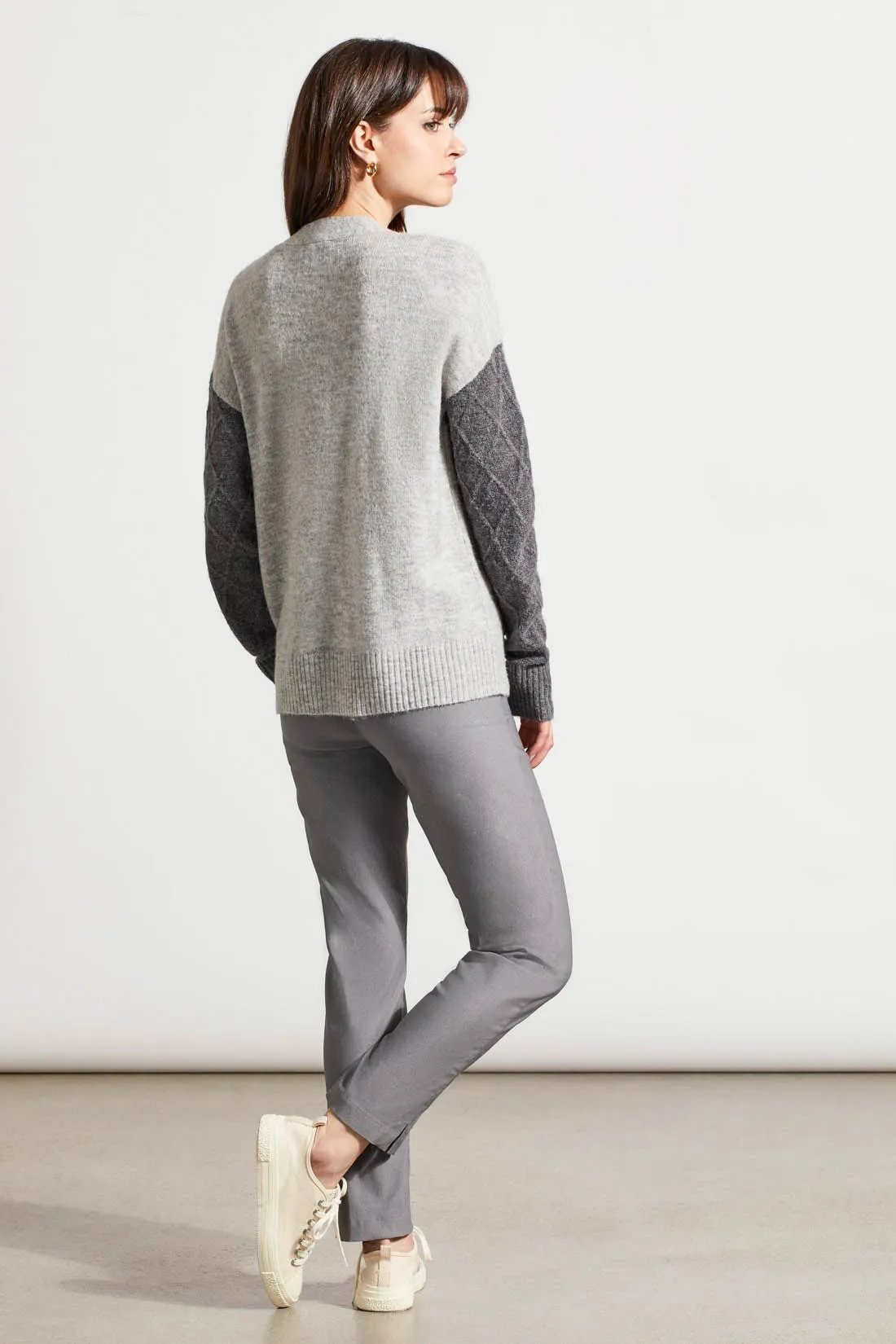 Color Block Drop Shoulder Cardigan With Pockets-Lt.Greymix sold by Tribal product image thumbnail 3