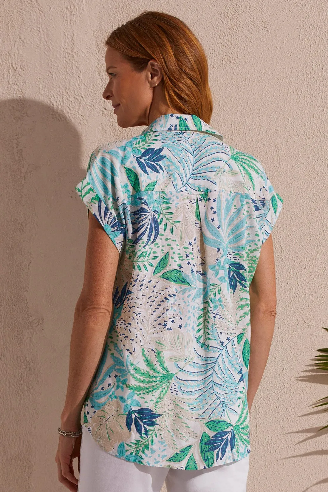PRINTED CAP SLEEVE CAMP SHIRT-Capri sold by Tribal product image thumbnail 4