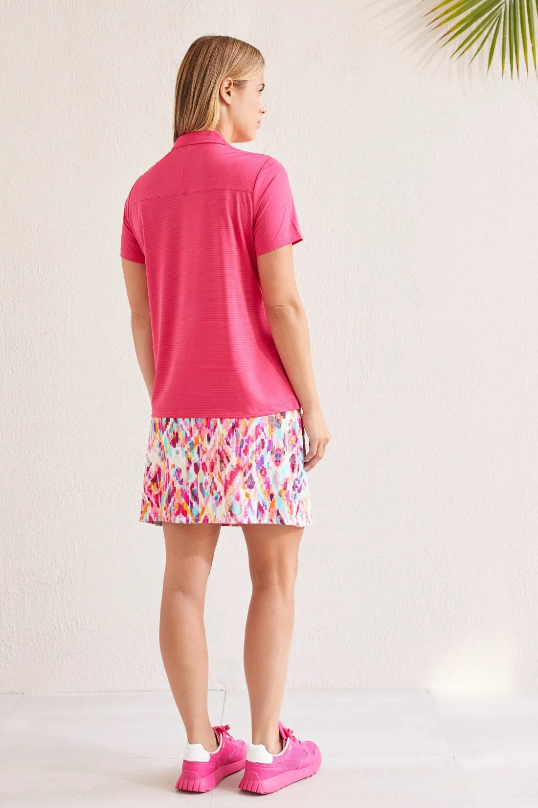 SHADOW STRIPE POLO TOP WITH SHORT SLEEVES-Raspberry sold by Tribal product image thumbnail 2