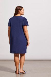 COTTON FLUTTER SLEEVE DRESS WITH POCKETS-Jet blue sold by Tribal
