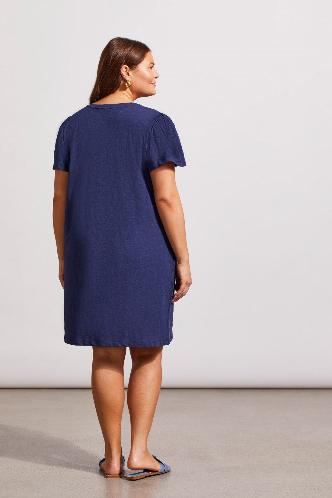 COTTON FLUTTER SLEEVE DRESS WITH POCKETS-Jet blue sold by Tribal product image thumbnail 3