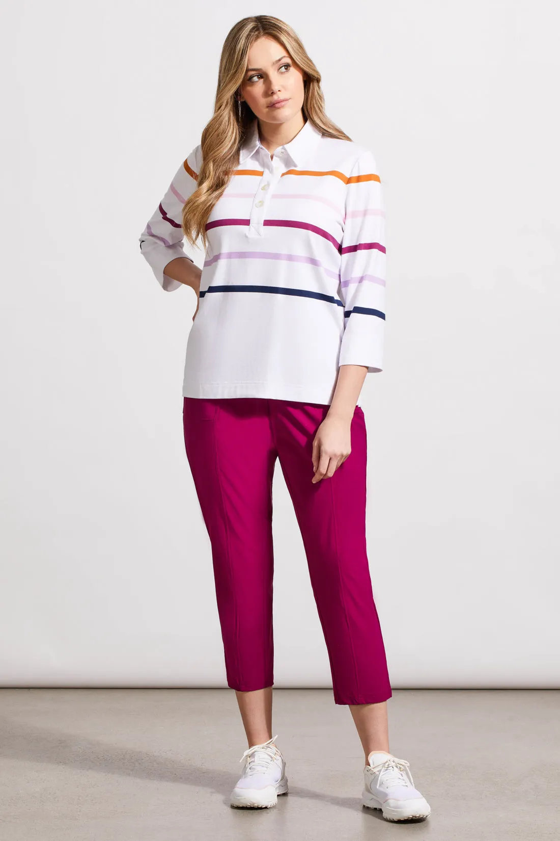 Rugby Stripe Polo With Side Slits-Naval sold by Tribal product image thumbnail 2