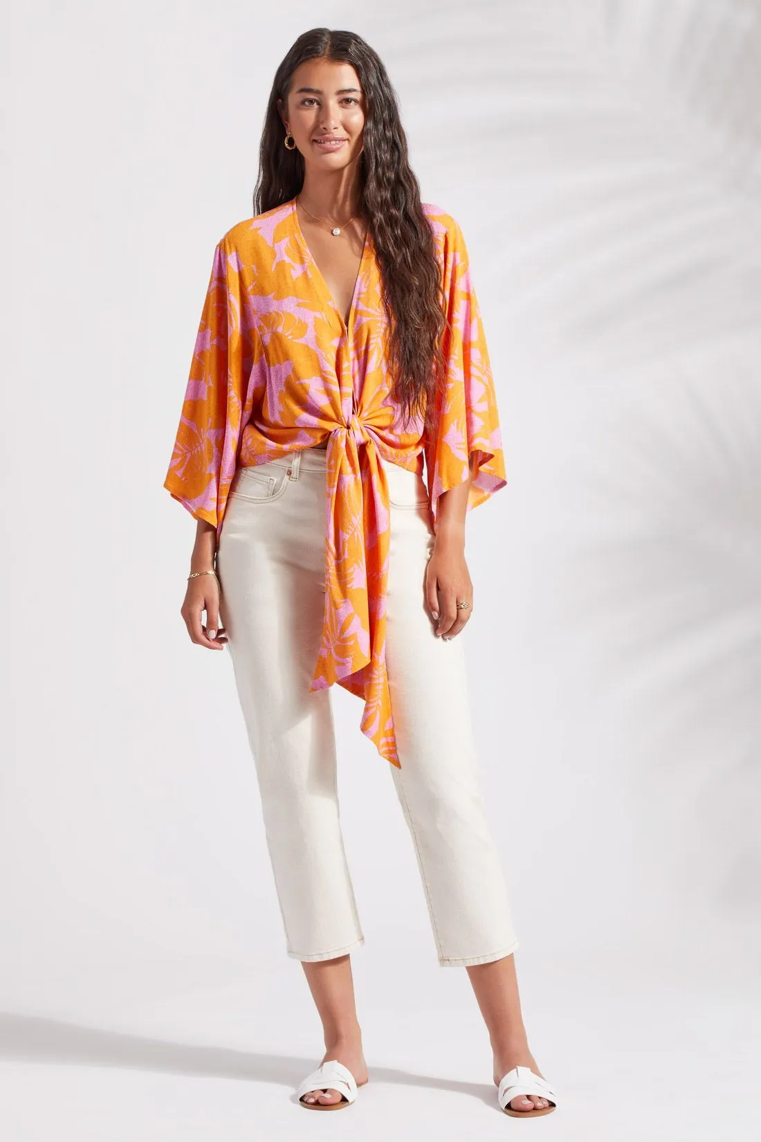PRINTED KIMONO TOP WITH FRONT TIE-Canary sold by Tribal product image thumbnail 2