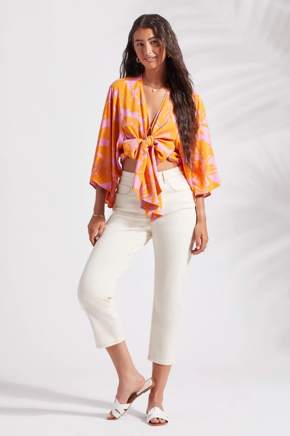 PRINTED KIMONO TOP WITH FRONT TIE-Canary sold by Tribal product image thumbnail 3