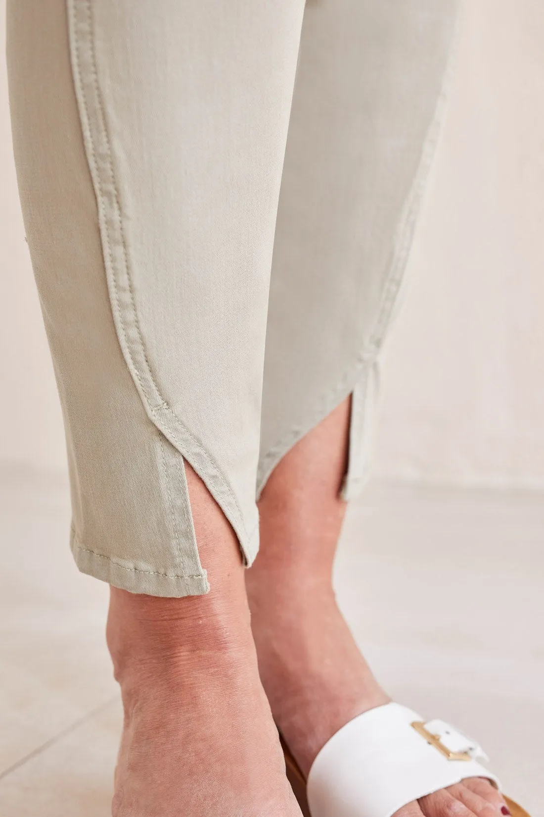 PULL-ON ANKLE PANT WITH FRONT SLIT-Driedsage sold by Tribal product image thumbnail 4