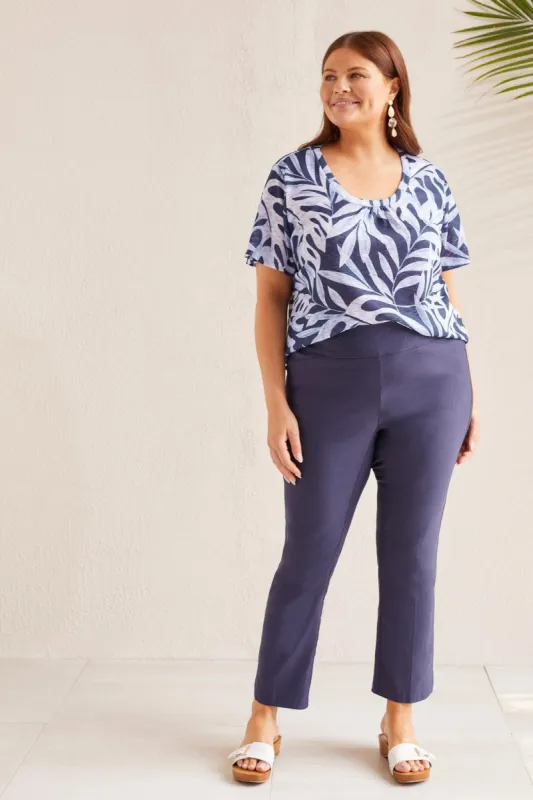 Performance Stretch Flatten It® Slimming Ankle Pants-Deepblue sold by Tribal