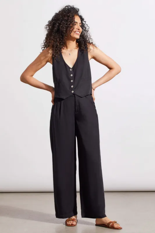 WIDE LEG TWILL PANT-Black sold by Tribal