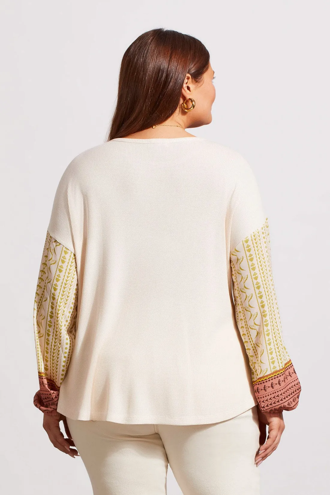 DROP SHOULDER TOP WITH COMBO PRINT SLEEVE-Sandust sold by Tribal product image thumbnail 3