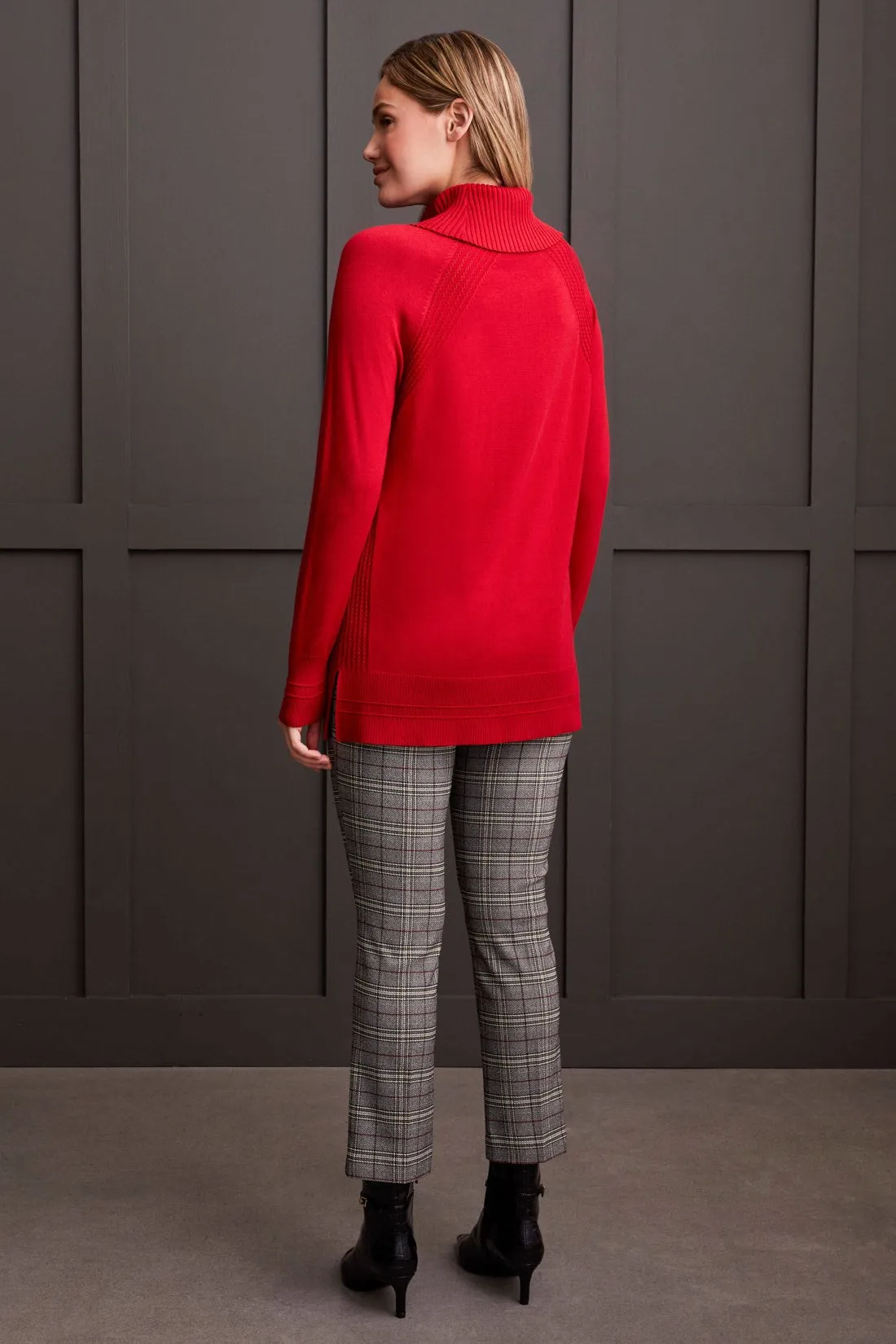 Raglan Sleeve Cowl Neck Sweater With Front Stitch Pattern-Scarlet sold by Tribal product image thumbnail 3