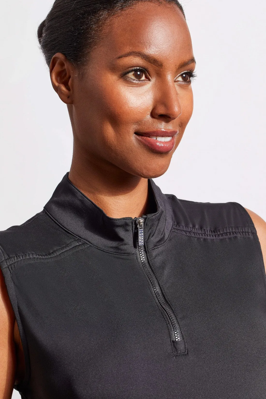 PREFORMANCE UPF 50+ SLEEVELESS MOCK NECK TOP WITH QUARTER ZIP-Black sold by Tribal product image thumbnail 2