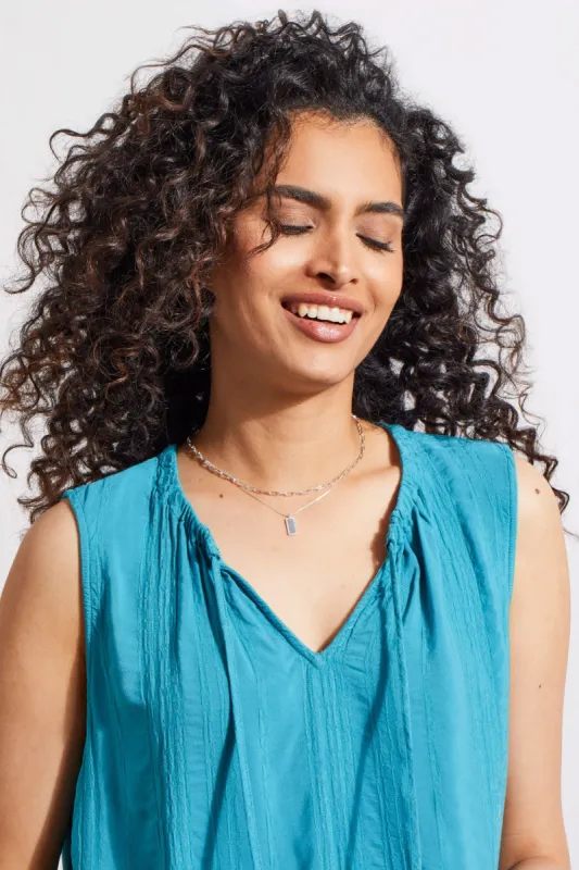 NOTCH NECK BLOUSE WITH SELF-TIE FRONT-Lagoonmist sold by Tribal