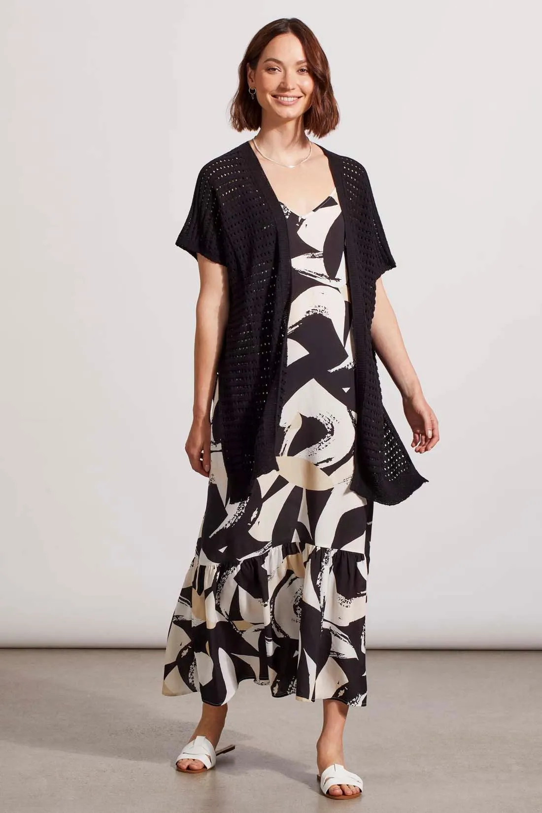 LONGLINE SWEATER CARDIGAN WITH SIDE SLITS-Black sold by Tribal