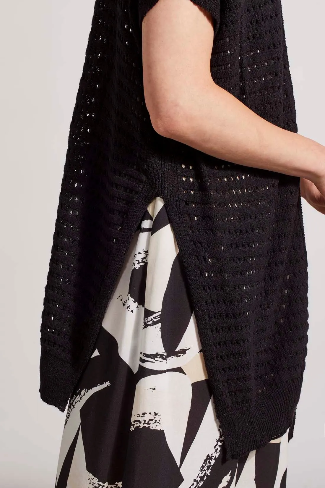 LONGLINE SWEATER CARDIGAN WITH SIDE SLITS-Black sold by Tribal product image thumbnail 3