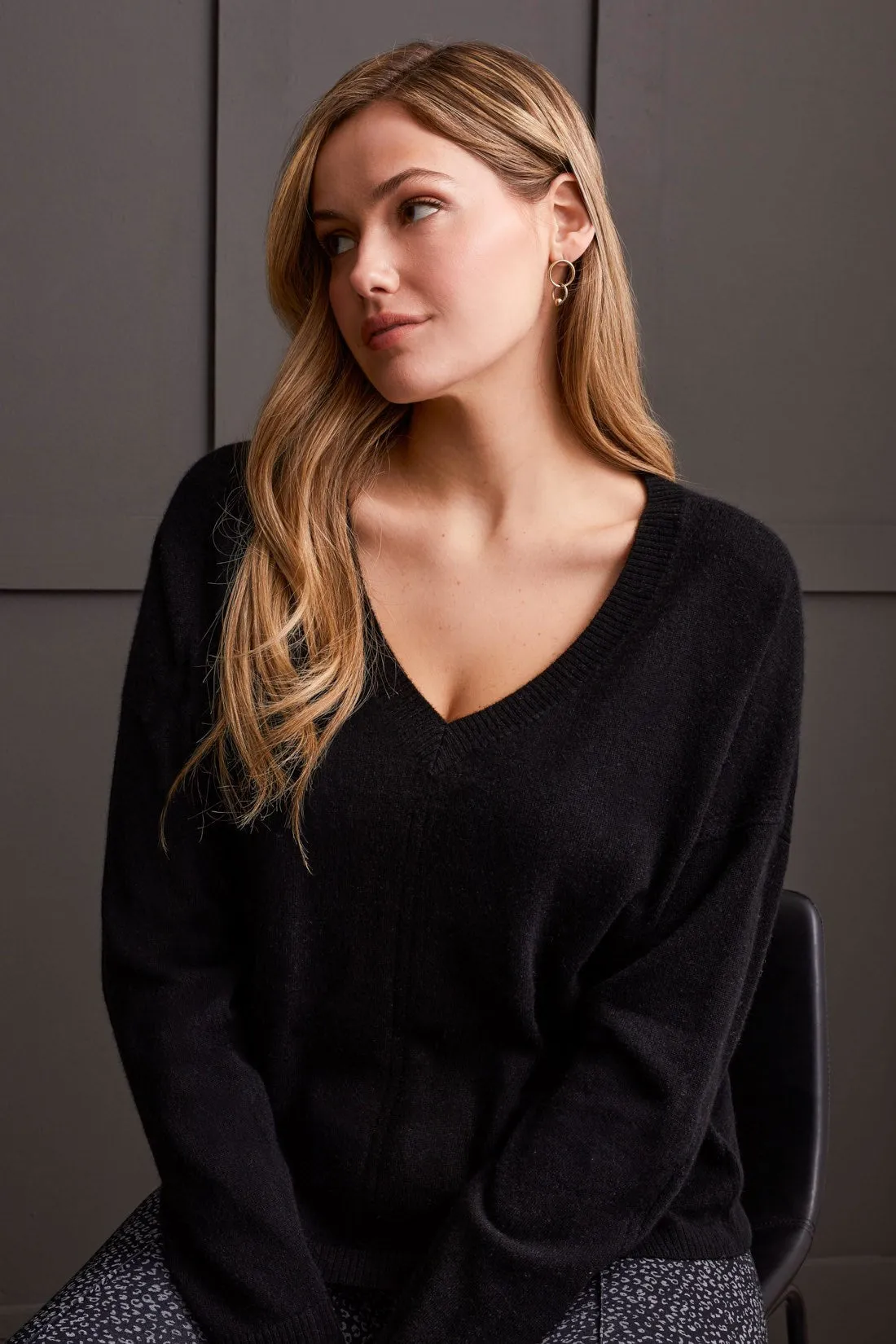 CASHMERE SWEATER WITH POINTELLE DETAIL-Black sold by Tribal product image thumbnail 3
