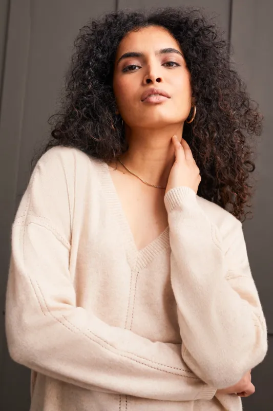 CASHMERE SWEATER WITH POINTELLE DETAIL-H.moonstone sold by Tribal