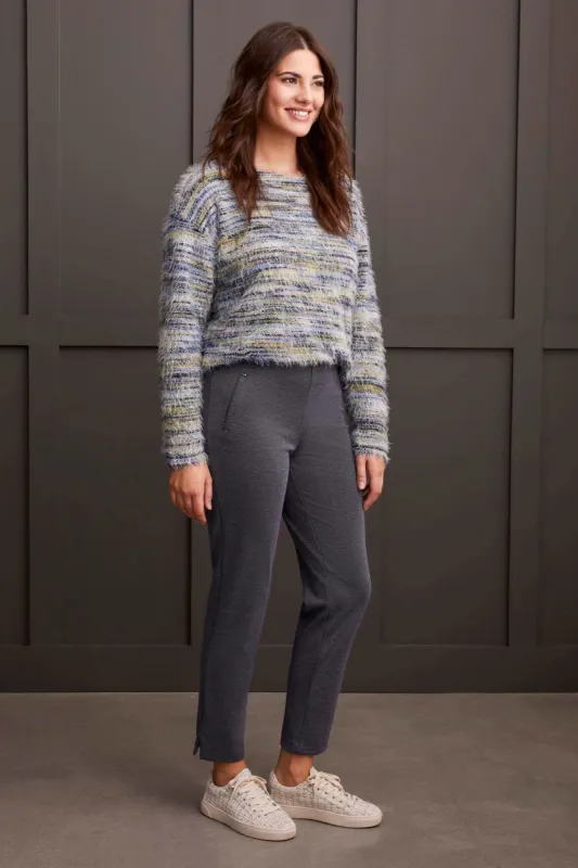 Signature Jacquard Pull-On Ankle Pant-Sapphire sold by Tribal