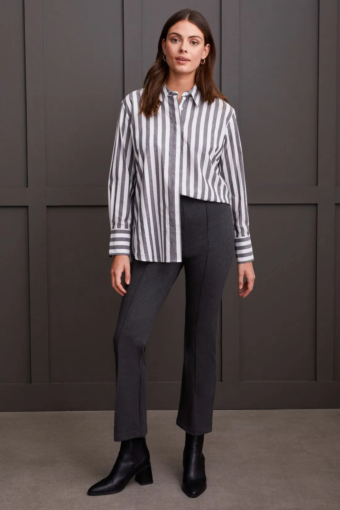 Tribal Signature Ponte Pull-On 28 Inch Bootcut Trousers-H.Charcoal sold by Tribal