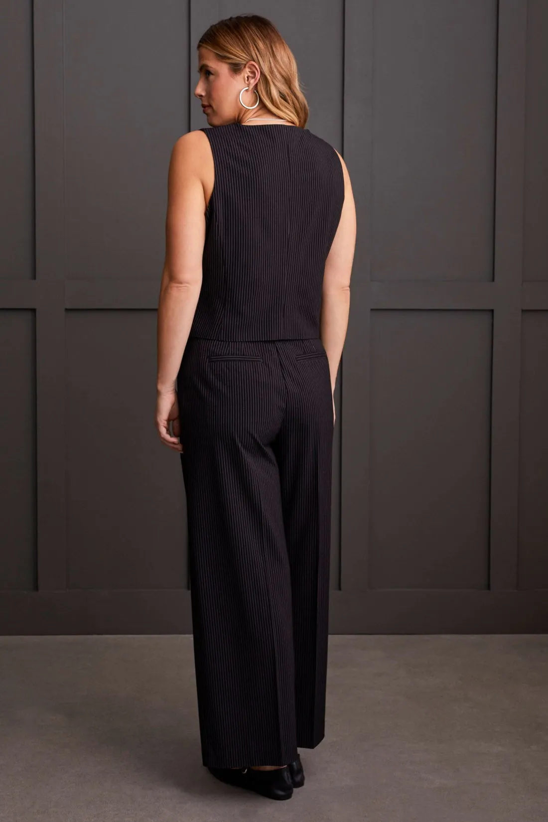 Pin Stripe Button-Up Vest-Black sold by Tribal product image thumbnail 3