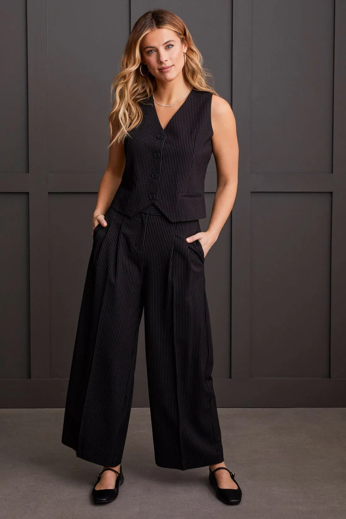 Pin Stripe Button-Up Vest-Black sold by Tribal product image thumbnail 2
