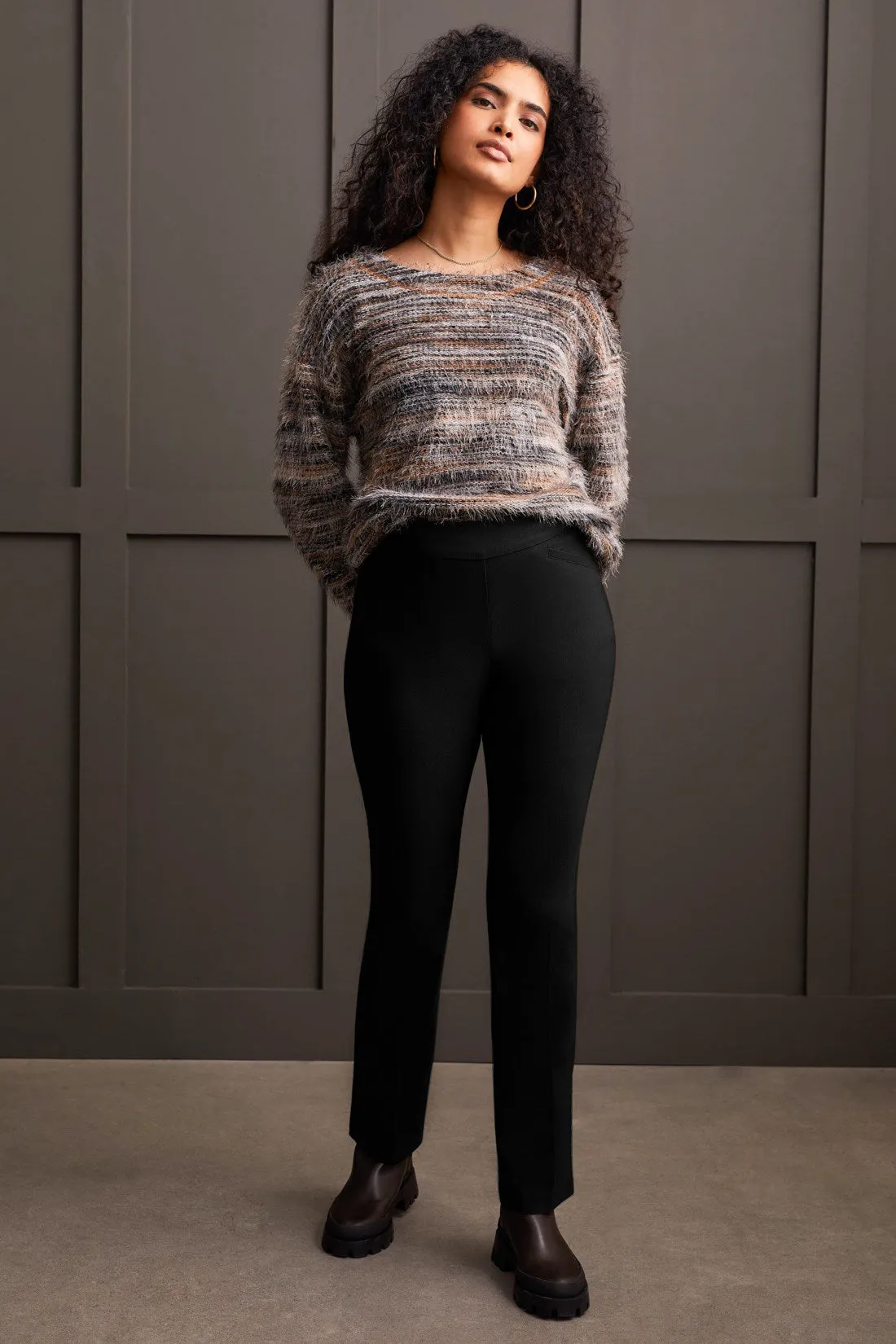 Microflare Flatten It® Pull-On Pants With Back Pockets-Black sold by Tribal