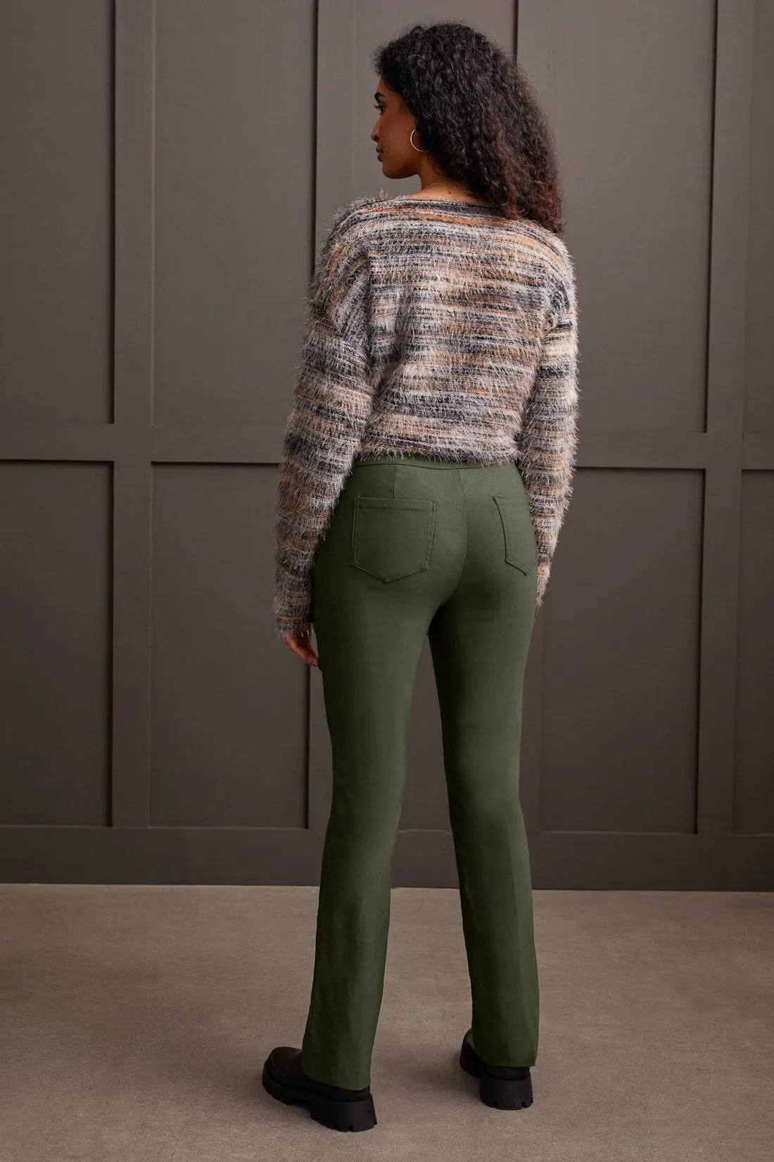 Microflare Flatten It® Pull-On Pants With Back Pockets-Spinach sold by Tribal product image thumbnail 3