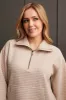 Quilted Kangaroo Pocket Top With Half-Zip-Frostgrey sold by Tribal