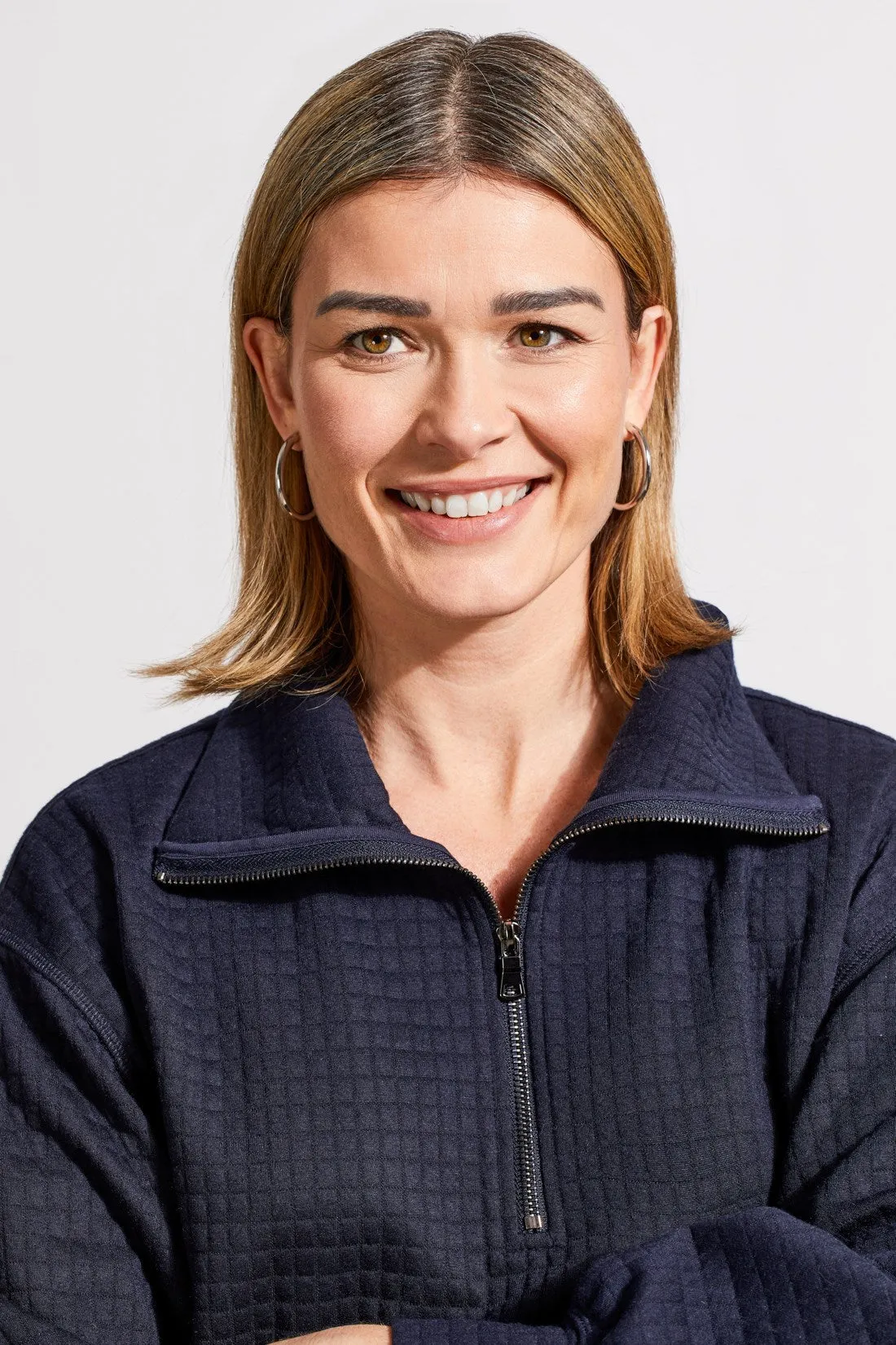 Quilted Kangaroo Pocket Top With Half-Zip-Night Sky sold by Tribal product image thumbnail 2