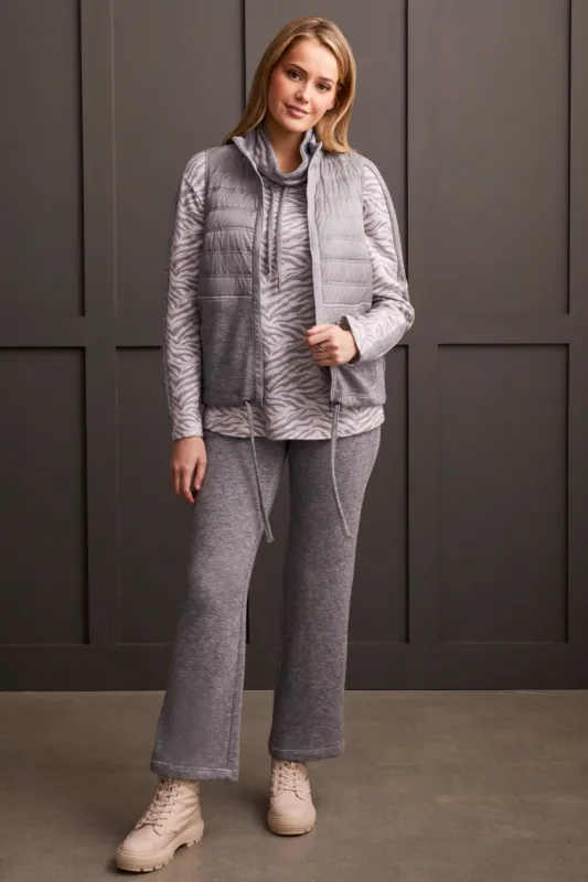 Metallic Thread Mixed Media Zip-Up Vest-Grey Mix sold by Tribal
