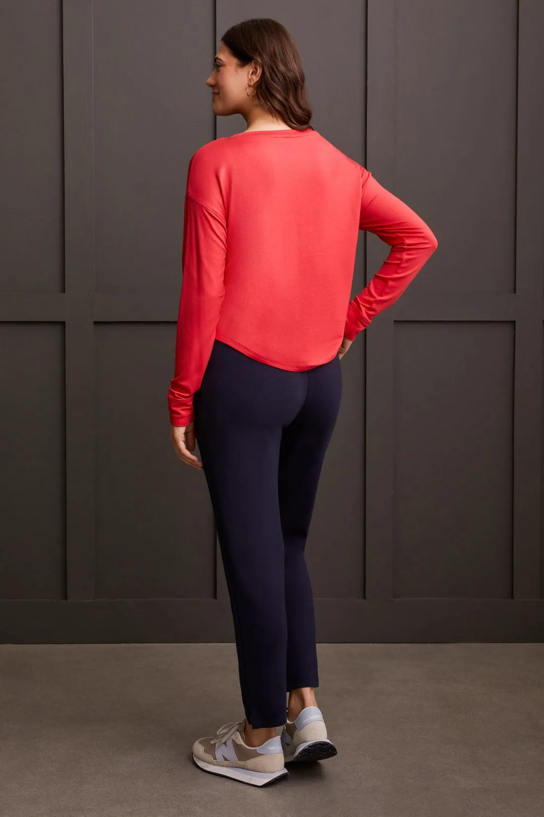 French Terry Crew Neck Top With Side Ruching-Grenadine sold by Tribal product image thumbnail 4