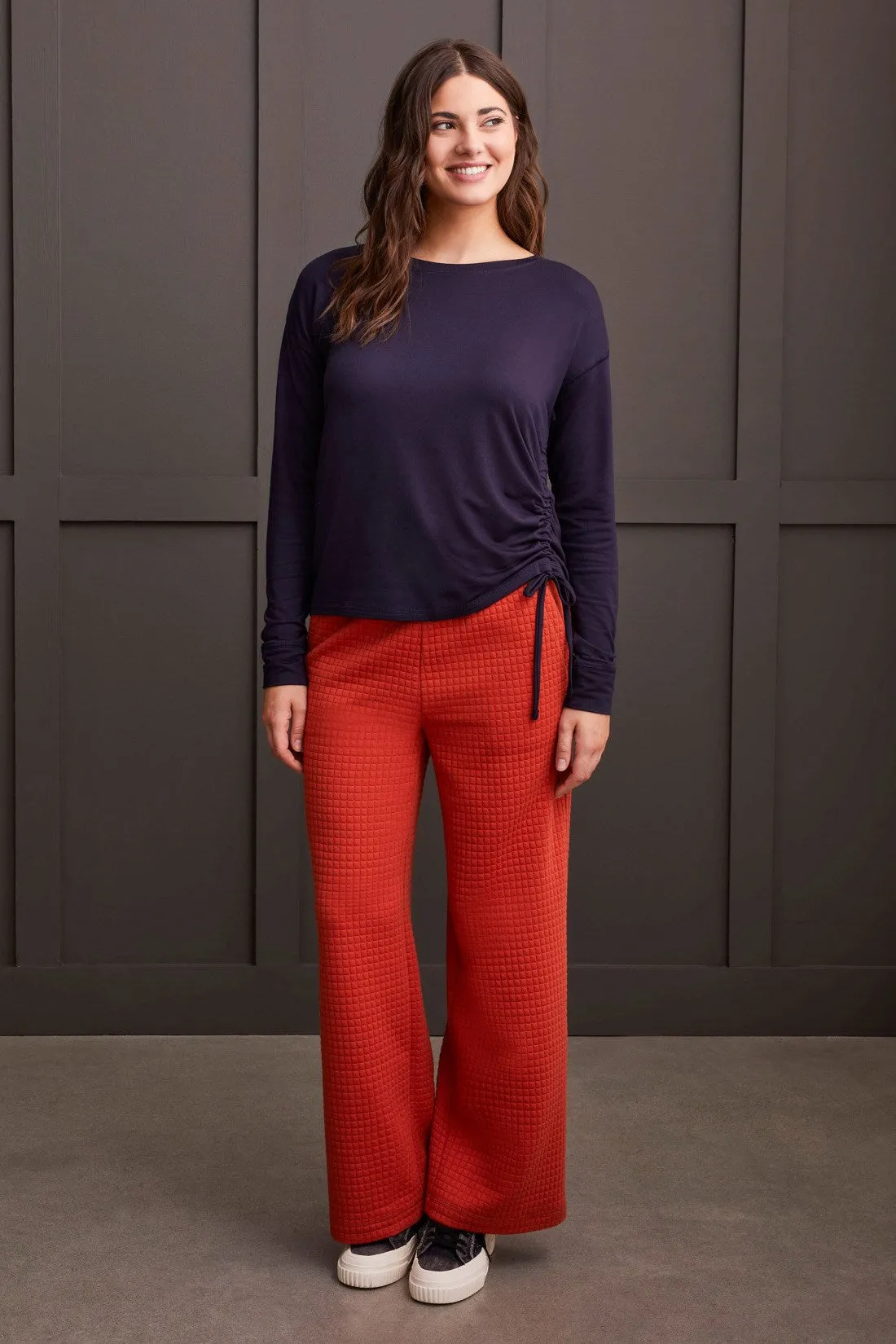 French Terry Crew Neck Top With Side Ruching-Night Sky sold by Tribal product image thumbnail 2