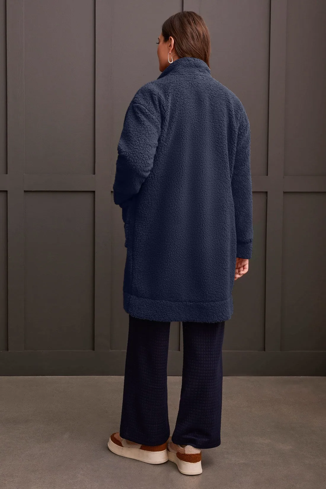 Lightweight Sherpa Coat With Mock Neck Collar-Night Sky sold by Tribal product image thumbnail 3