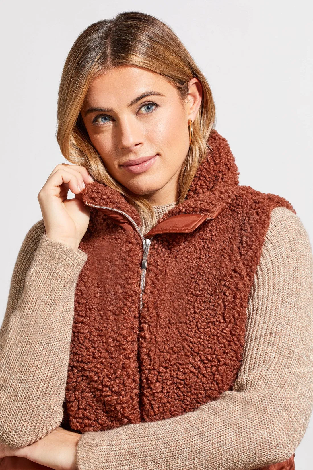 SHERPA AND NYLON COMBO VEST-Marsala sold by Tribal product image thumbnail 2