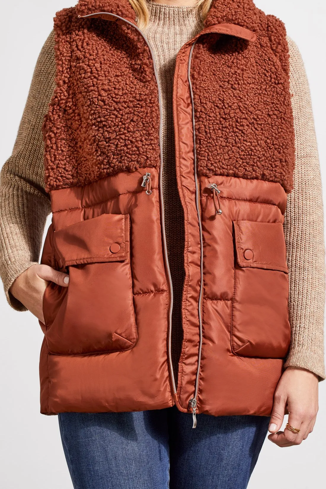 SHERPA AND NYLON COMBO VEST-Marsala sold by Tribal product image thumbnail 3