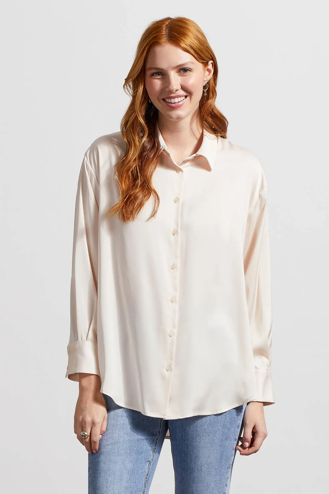 Flowy Satin Button-Up Shirt-Blush sold by Tribal product image thumbnail 2