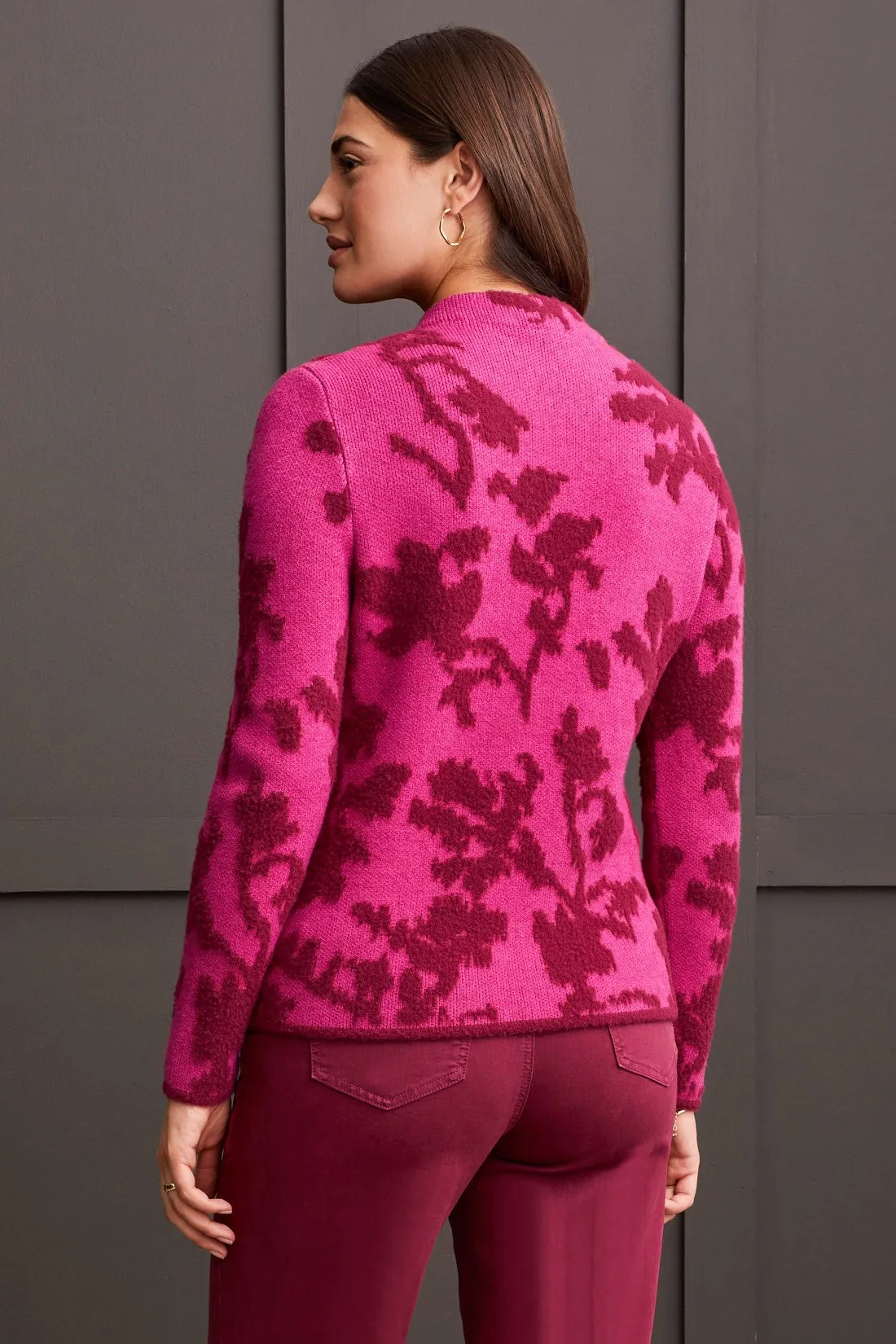 Fuzzy Double-Knit Mock Neck Sweater-Port Wine sold by Tribal product image thumbnail 4
