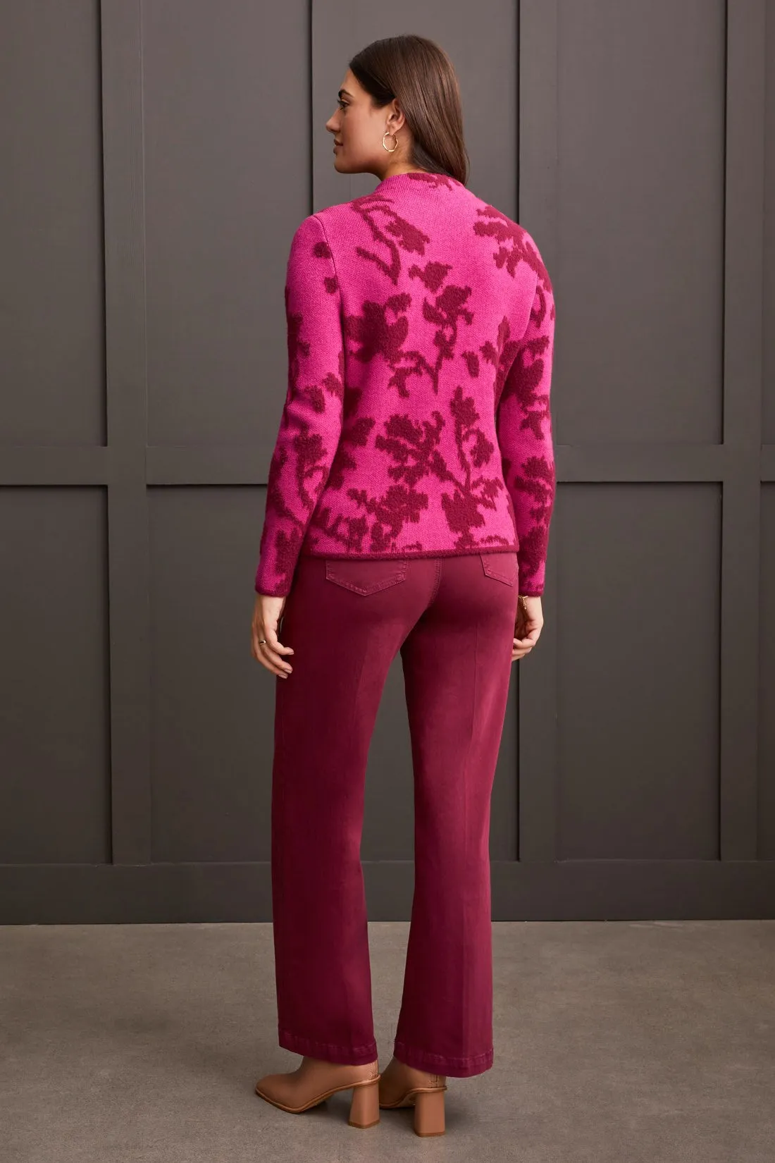 Fuzzy Double-Knit Mock Neck Sweater-Port Wine sold by Tribal product image thumbnail 3