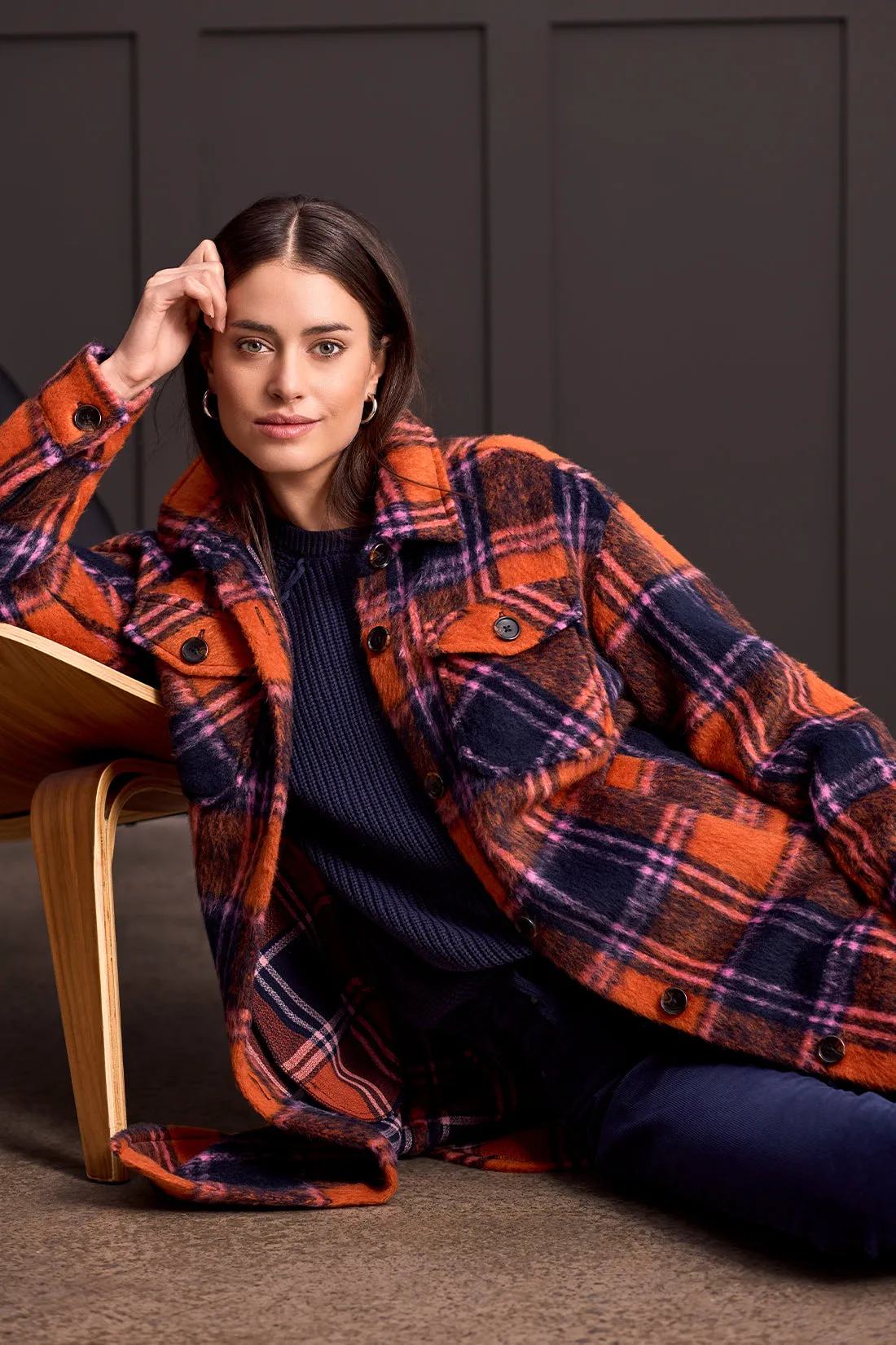 Drop Shoulder Shacket-Burntorange sold by Tribal