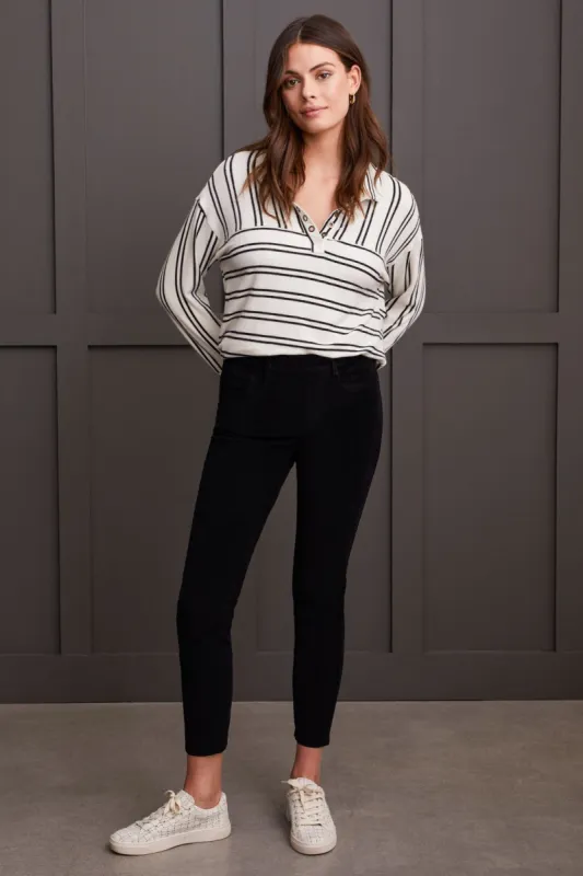 Micro Cord Audrey Pull-On Slim Ankle Pants-Black sold by Tribal