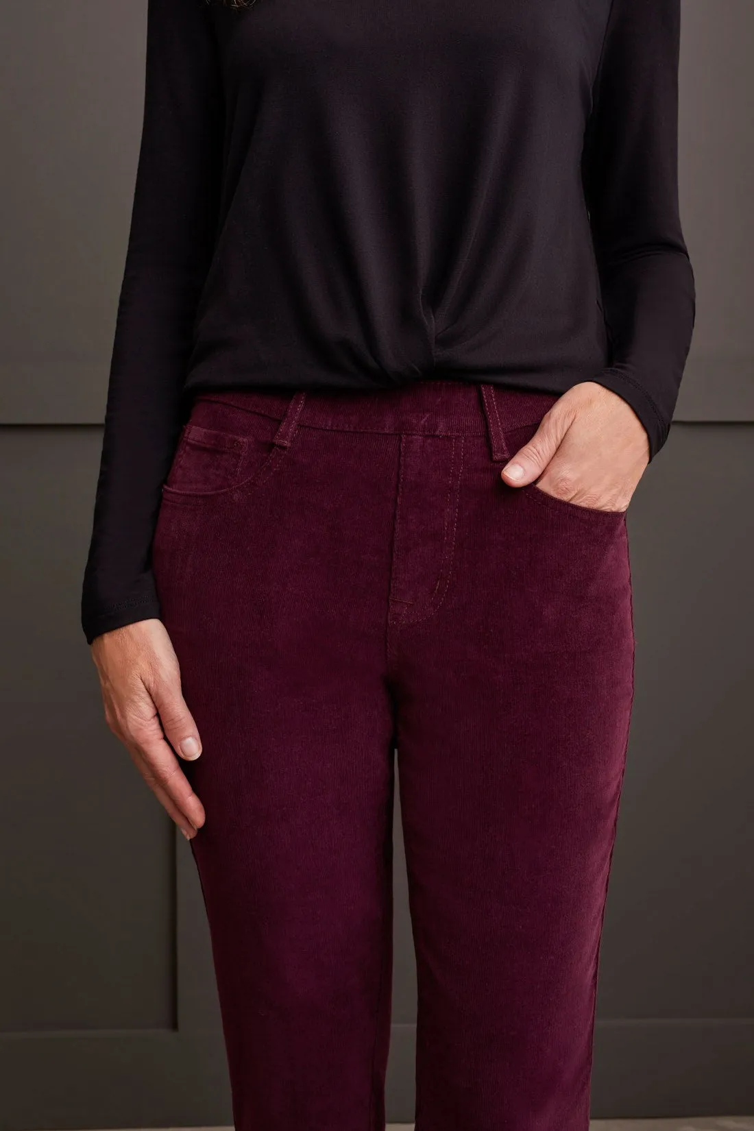 Micro Cord Audrey Pull-On Slim Ankle Pants-Raisin sold by Tribal product image thumbnail 2