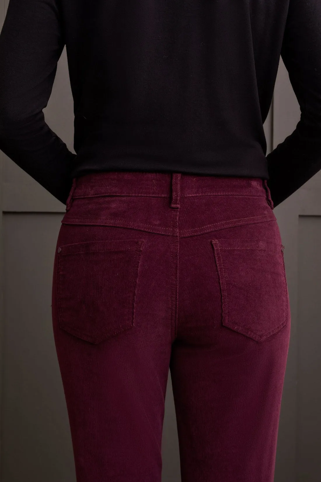Micro Cord Audrey Pull-On Slim Ankle Pants-Raisin sold by Tribal product image thumbnail 3