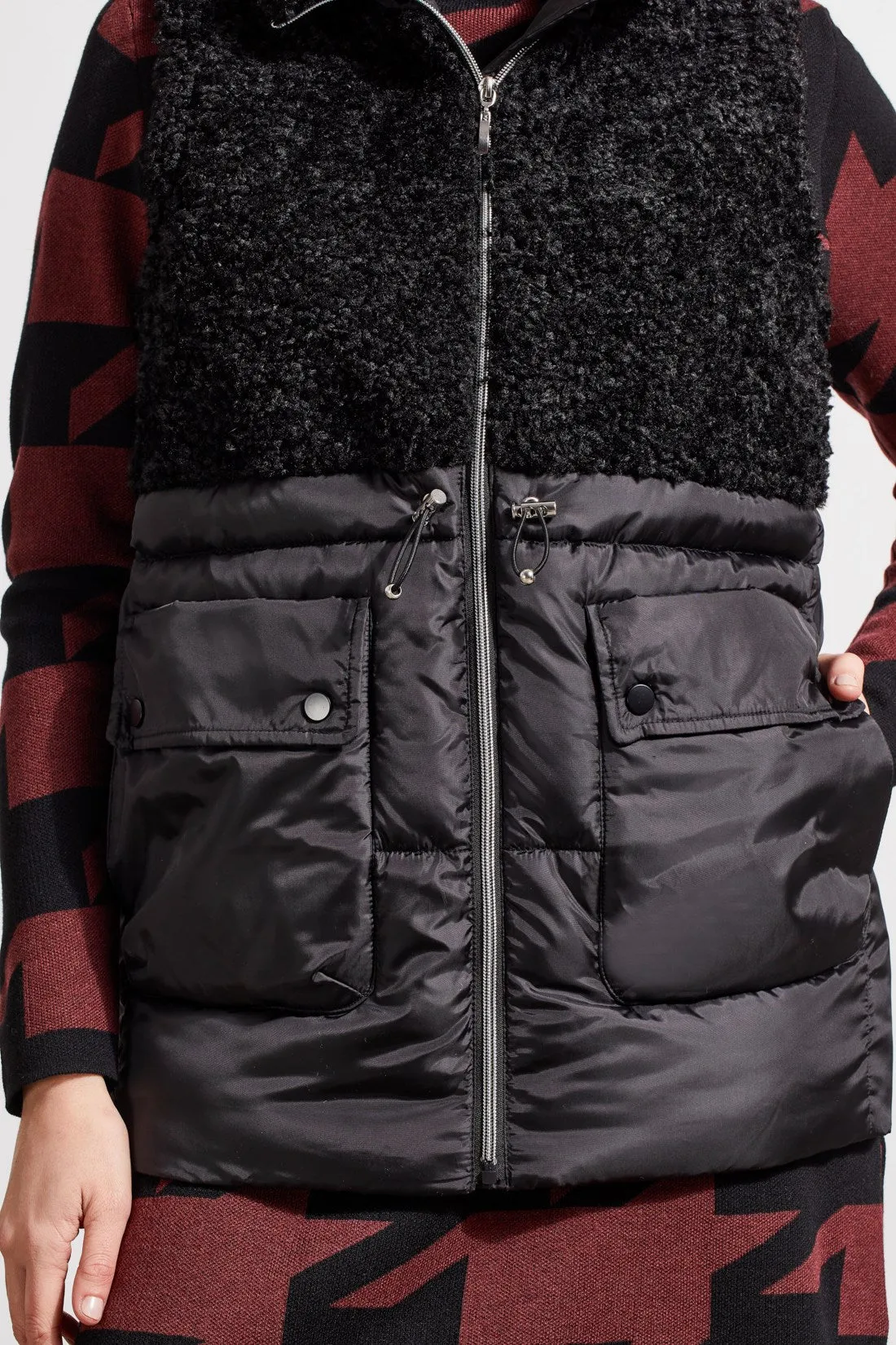 Sherpa And Nylon Combo Vest-Black sold by Tribal product image thumbnail 3